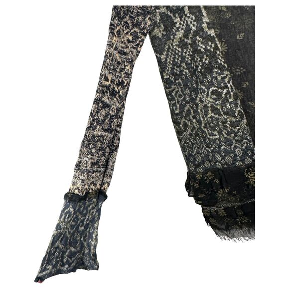 Free People Boho Mixed Material Pattern Long Sleeve Cardigan Topper Size Medium - Picture 2 of 6